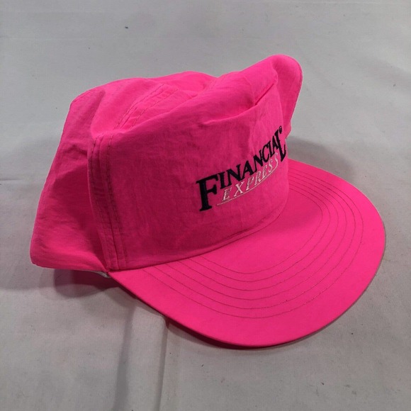 Vintage Financial Express Hat Cap Trucker Neon Pink SnapBack Mens One Size Fits - Picture 3 of 10